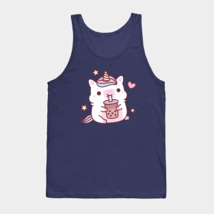 Cute Chubby Unicorn Love Boba Milk Tea Tank Top